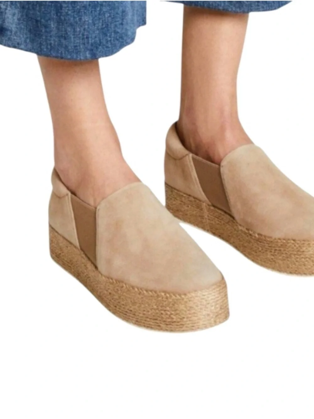 🛍️SALE Vince wilden suede espadrille loafers jute flatform sz 7.5 summer slip on